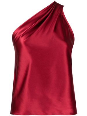 Michelle Mason asymmetric halterneck silk top - Red
