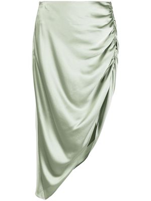 Michelle Mason asymmetric ruched silk skirt - Green