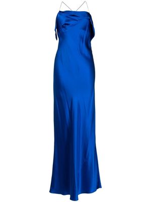 Michelle Mason bias-cut cowl neck gown - Blue