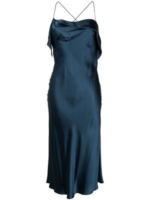 Michelle Mason bias-cut cowl neck midi dress - Blue