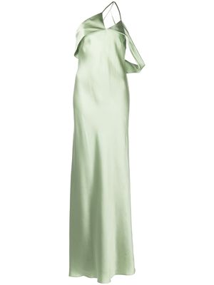 Michelle Mason bias-cut one-shoulder gown - Green