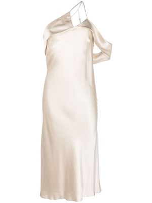 Michelle Mason bias-cut silk midi dress - Neutrals