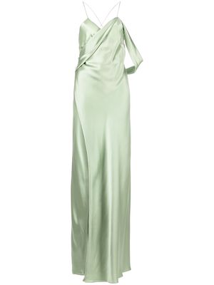 Michelle Mason cowl-neck sleeveless gown - Green