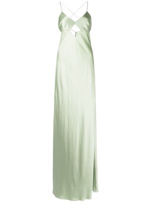 Michelle Mason cut-out detail silk gown - Green