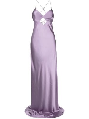 Michelle Mason cut out-detail silk maxi dress - Purple