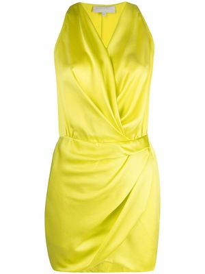 Michelle Mason draped-detail halterneck dress - Yellow