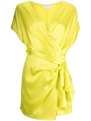 Michelle Mason draped-detail mini dress - Yellow