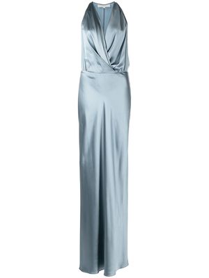 Michelle Mason draped halterneck gown - Blue