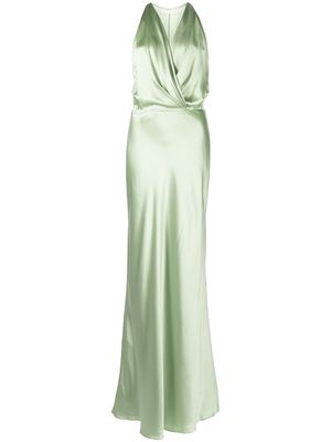 Michelle Mason draped halterneck gown - Green