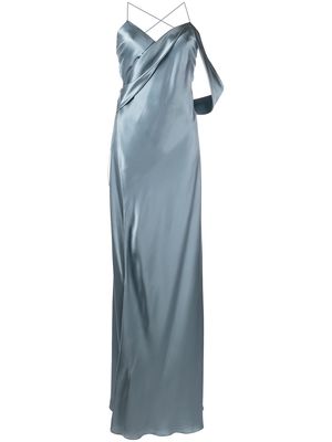 Michelle Mason draped-panel silk gown - Blue