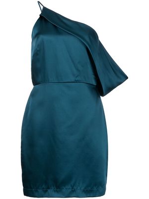 Michelle Mason draped-shoulder mini dress - Blue