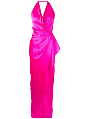 Michelle Mason gathered-detail backless gown - Pink