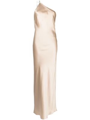 Michelle Mason one-shoulder bias silk gown - Gold