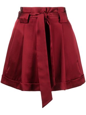 Michelle Mason pleated-detail belted shorts - Red