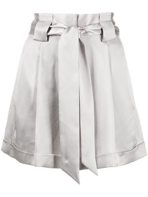 Michelle Mason pleated-detail belted shorts - Silver