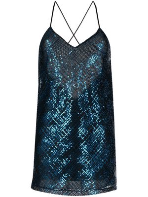 Michelle Mason sequin sleeveless slip-dress - Blue