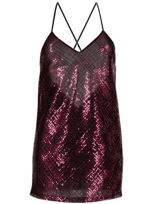 Michelle Mason sequin sleeveless slip-dress - Pink