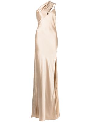Michelle Mason side-slit one-shoulder gown - Gold