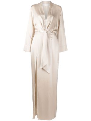 Michelle Mason tie front kimono gown - White