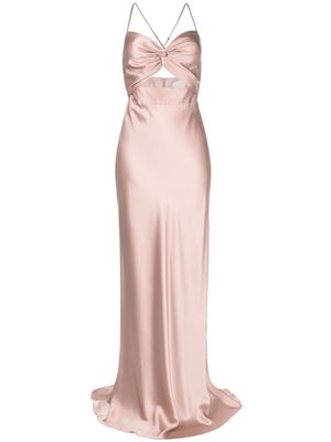Michelle Mason twist-detail silk maxi dress - Pink
