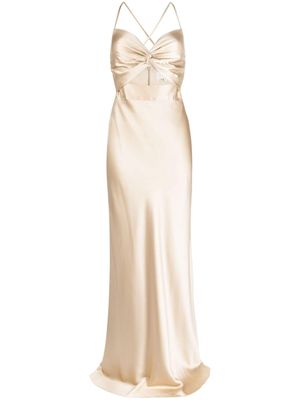 Michelle Mason twisted-bodice silk gown - Gold