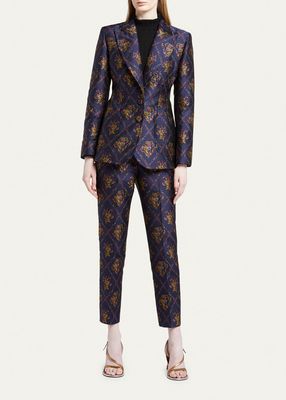 Micor Floral Jacquard Blazer Jacket