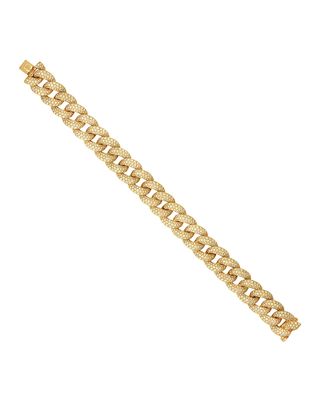Micro Pave Diamond Curb Link Bracelet in 14k Yellow Gold