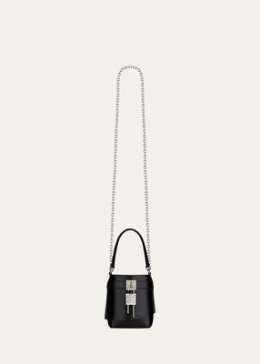 Micro Shark Lock Bucket Bag in Leather