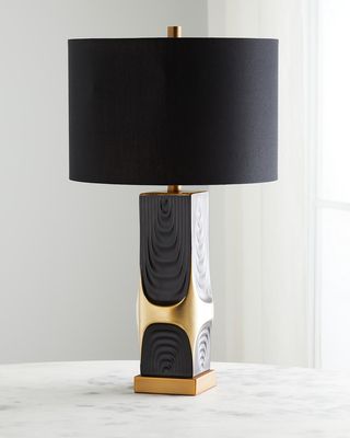 Mid-Century Modern Black & Gold Ceramic Table Lamp