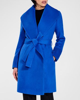 Mid-Length Shawl-Collar Wrap Coat