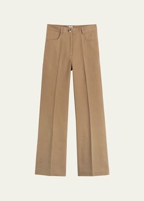 Mid-Rise Bootcut Twill Trousers
