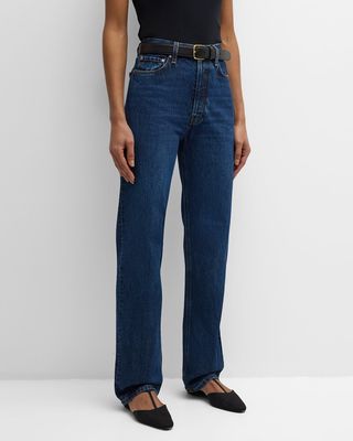 Mid-Rise Classic Cut Straight-Leg Denim Jeans