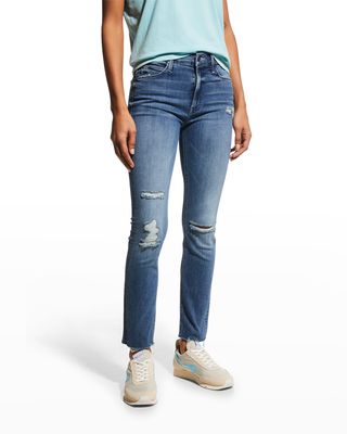 Mid-Rise Dazzler Ankle Fray Jeans