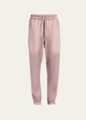 Mid-Rise Relaxed-Leg Sheer Pull-On Jogger Pants