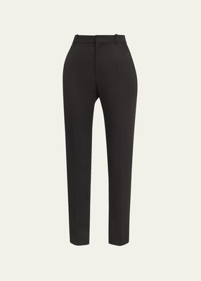Mid-Rise Skinny-Leg Ankle Crepe Trousers