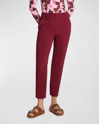 Mid-Rise Straight-Leg Ankle Italian Stretch Cady Pants