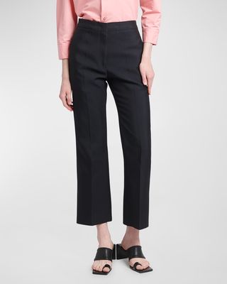 Mid-Rise Straight-Leg Ankle Trousers