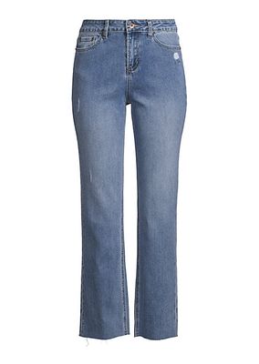 Mid-Rise Stretch Straight-Leg Cropped Jeans