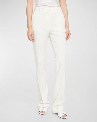 Mid-Rise Tailored Straight-Leg Trousers