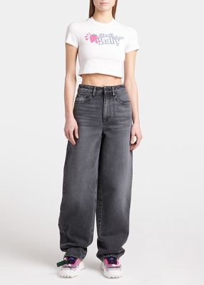 Mid-Rise Wide Baggy Jeans