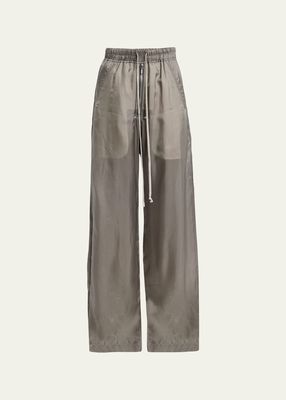 Mid-Rise Wide-Leg Sheer Pull-On Cargo Sweatpants