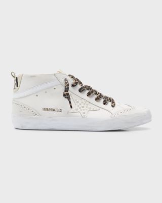 Mid Star Leather Pearly Wing-Tip Sneakers