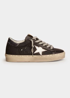 Mid Star Mixed Leather Net Sneakers