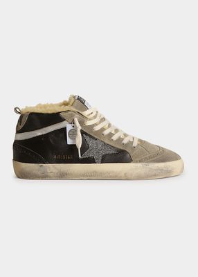 Mid Star Mixed Leather Shearling Sneakers