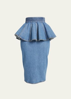 Midi Denim Pencil Skirt