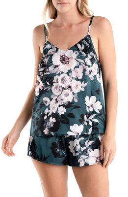Midnight Bakery Iris Floral Camisole Short Pajamas in Teal