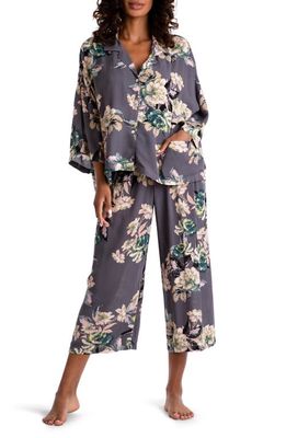 Midnight Bakery Laveau Floral Print Crop Pajamas in Charcoal