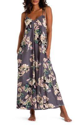Midnight Bakery Laveau Floral Print Nightgown in Charcoal