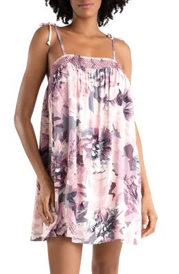 Midnight Bakery Moonlight Beach Smocked Floral Chemise in Mauve