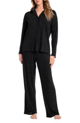 Midnight Bakery Plissé Pajamas in Black 